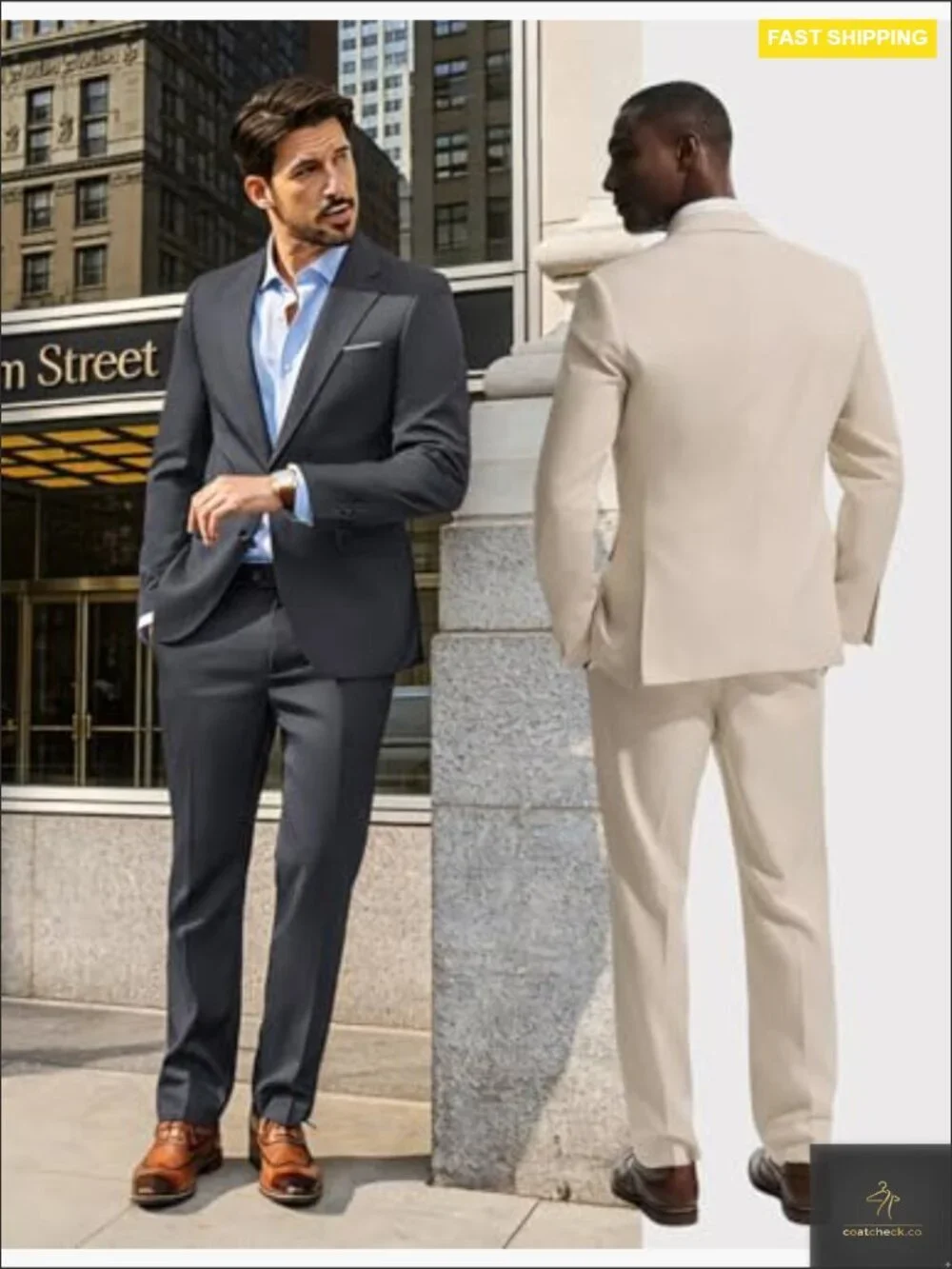 Men's Two Button Classic Fit Suit Set Business Dress Blazer & Pants
